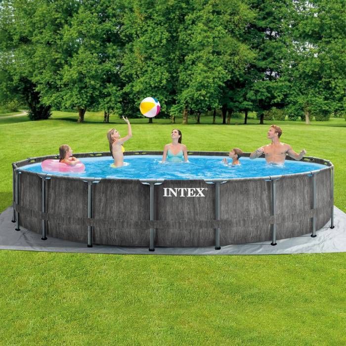 Kit de piscina tubular desmontable Intex - Estructura Pris - 549 x 122 cm - Redonda (bomba, cubierta, alfombrilla de suelo y escalera) - 26744NP
