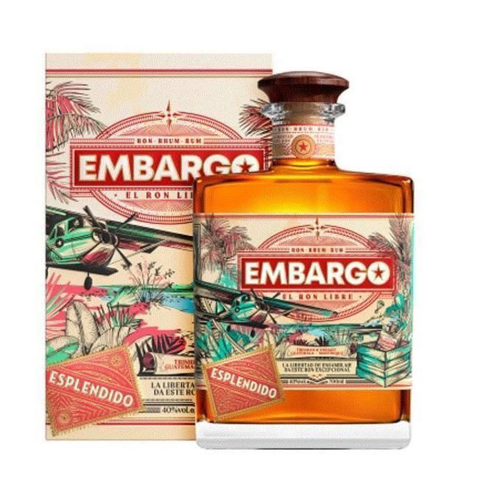 EMBARGO - ESPLENDIDO - Ron - Origen: Costa Rica / Trinidad & Tobago / Martinica - 40% alcohol - Botella 70 cl