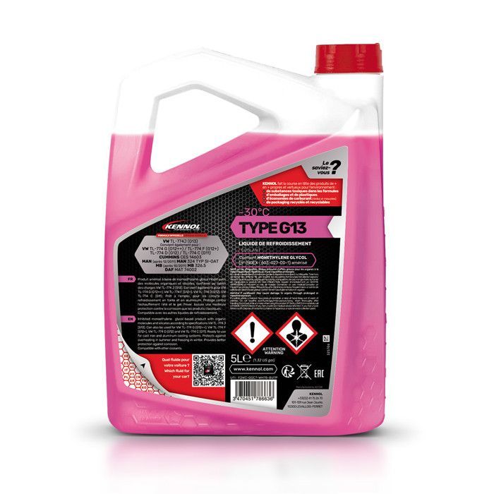KENNOL Koelvloeistof -30°C Type G13 (VOLKSWAGEN, AUDI, SEAT en SKODA), 5-liter jerrycan