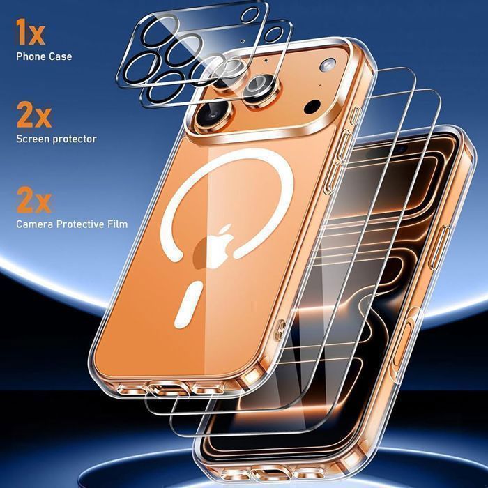 Coque de Protection - BOOLING - pour iPhone 17 Pro Max - Cercle Magnétique - avec 2 Verres Trempé Ecran Caméra