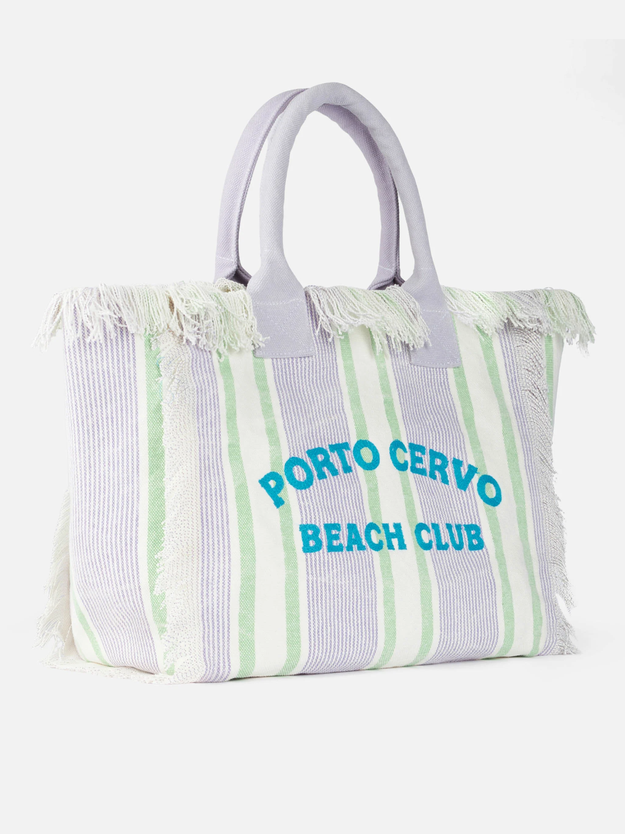 Porto Cervo Beach Club prugasta pamučna platnena torba za šminku