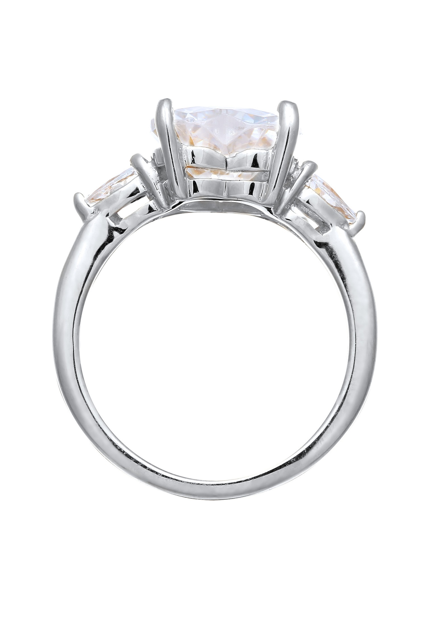 Elli Elli Bague avec Pierres Femmes Coeur Zirconia Blanc Argent Sterling 925 St Valentin