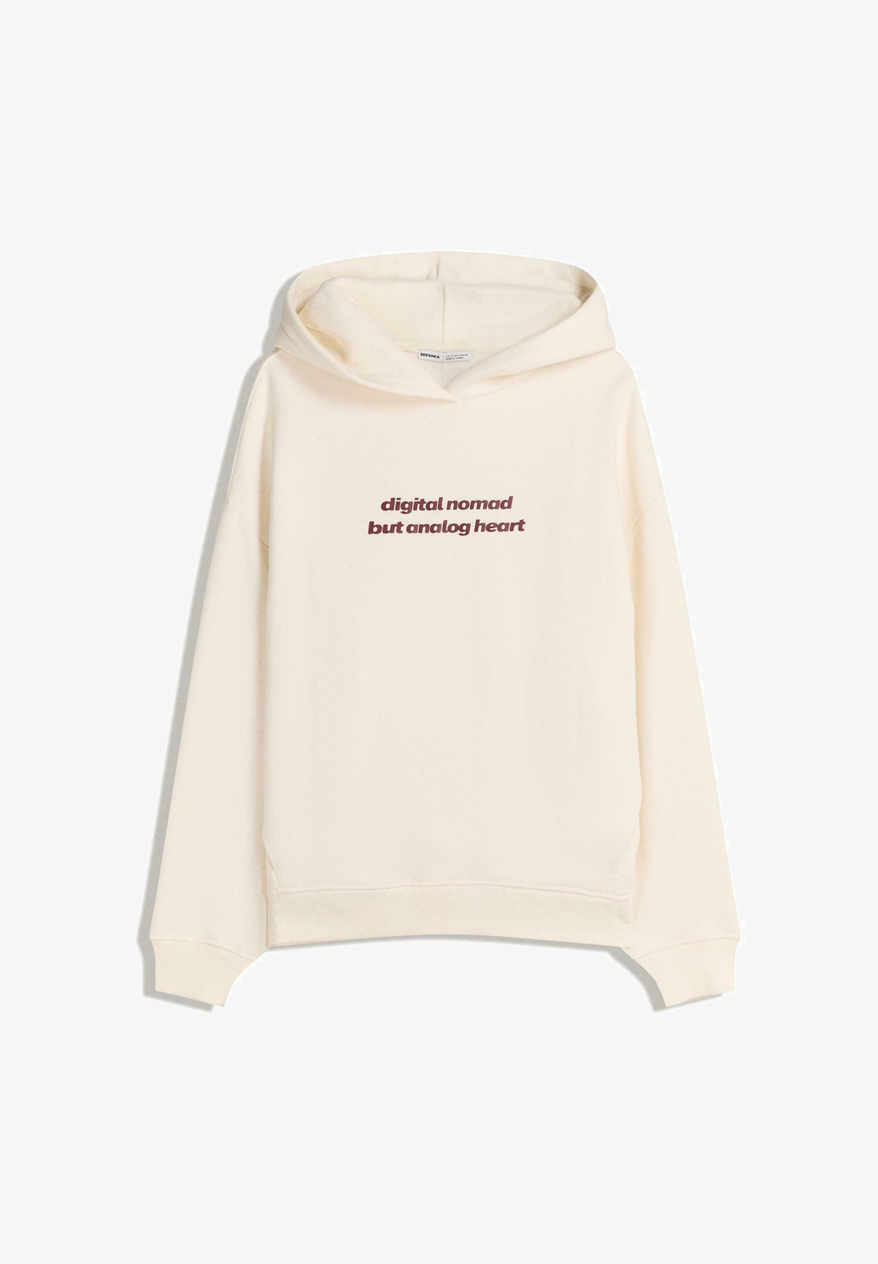 Felpa con cappuccio Bershka PRINTED - beige