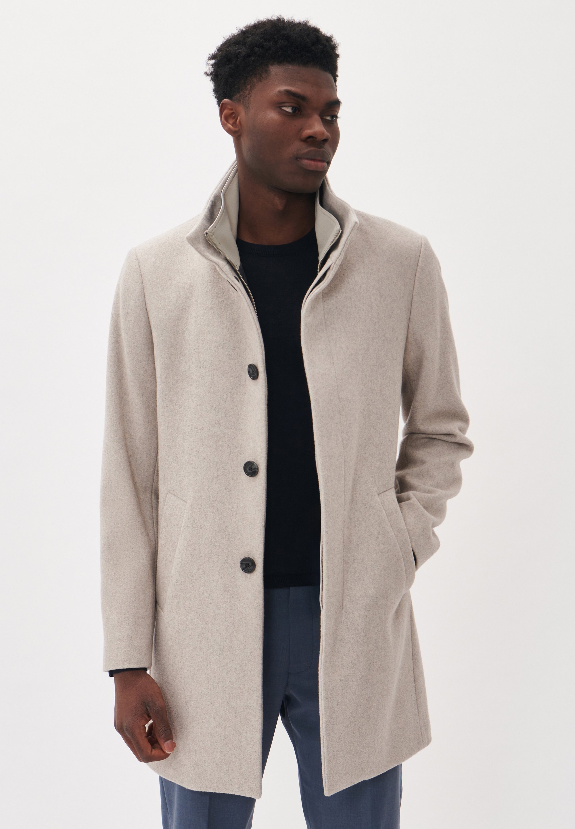 Matinique HARVEY - Manteau court - taupe simple