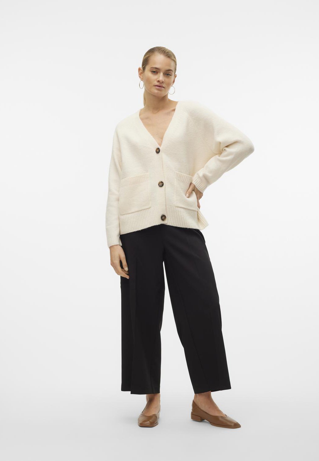 Vero Moda BOOM LS V-Ausschnitt Knopfleiste - Cardigan - Birkenmischung