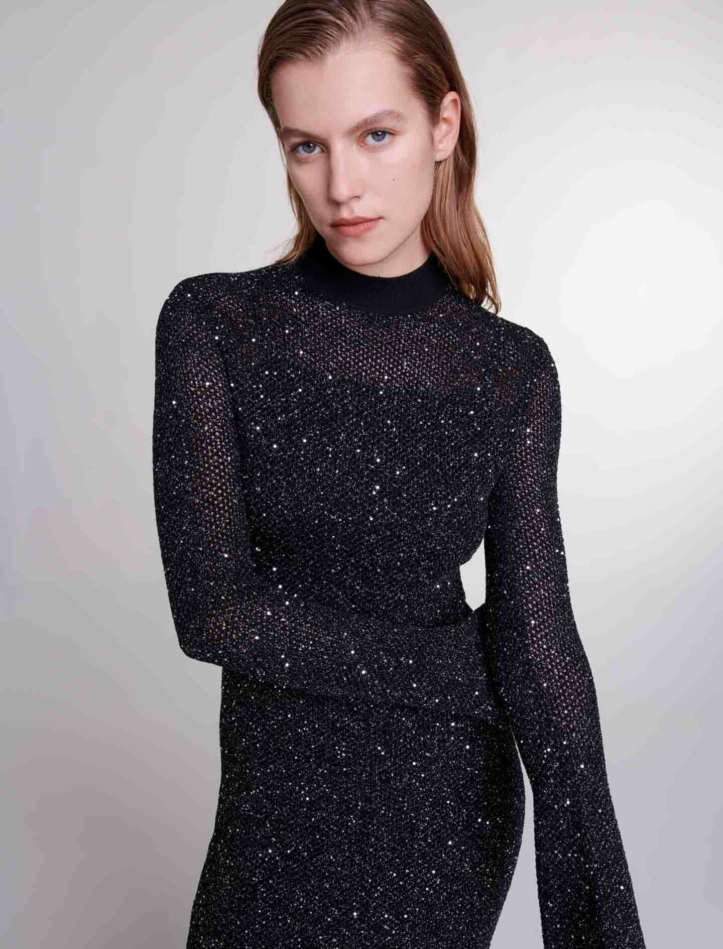 Rochie lungă tricotată - Neagră