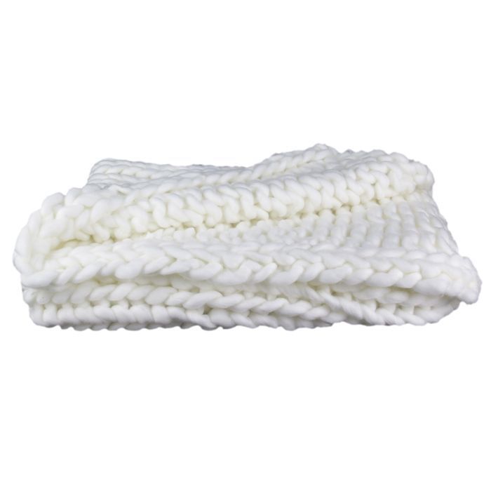Geruit - Home Deco Factory - Grof gebreid - Ecru - 120 x 150 cm