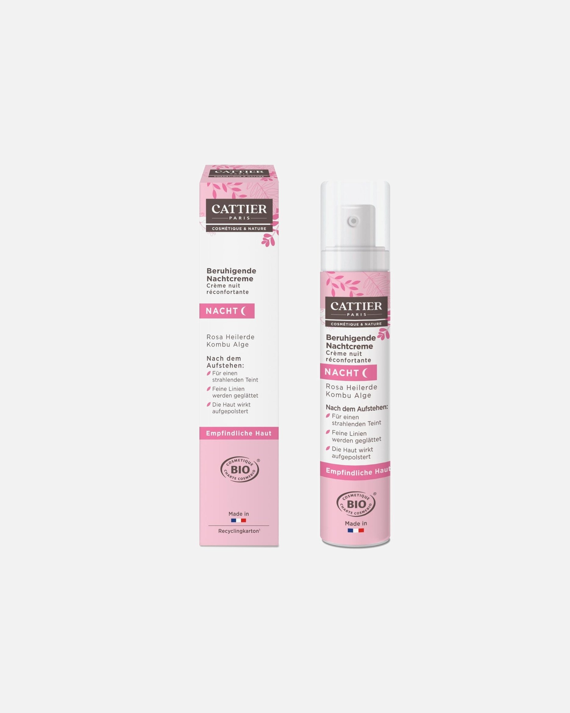 Cattier nočna krema z rožnato glino - 50 ml