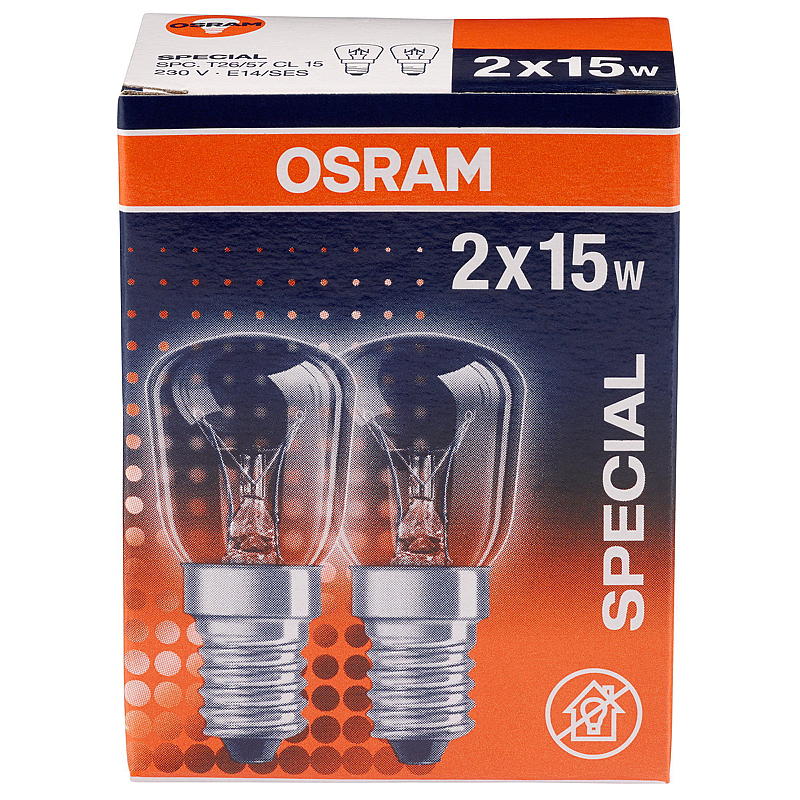 Bombilla incandescente Osram mini, paquete de 2, 15 W E14 Osram