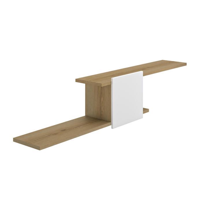 Glanzend witte wandplank met houtlook