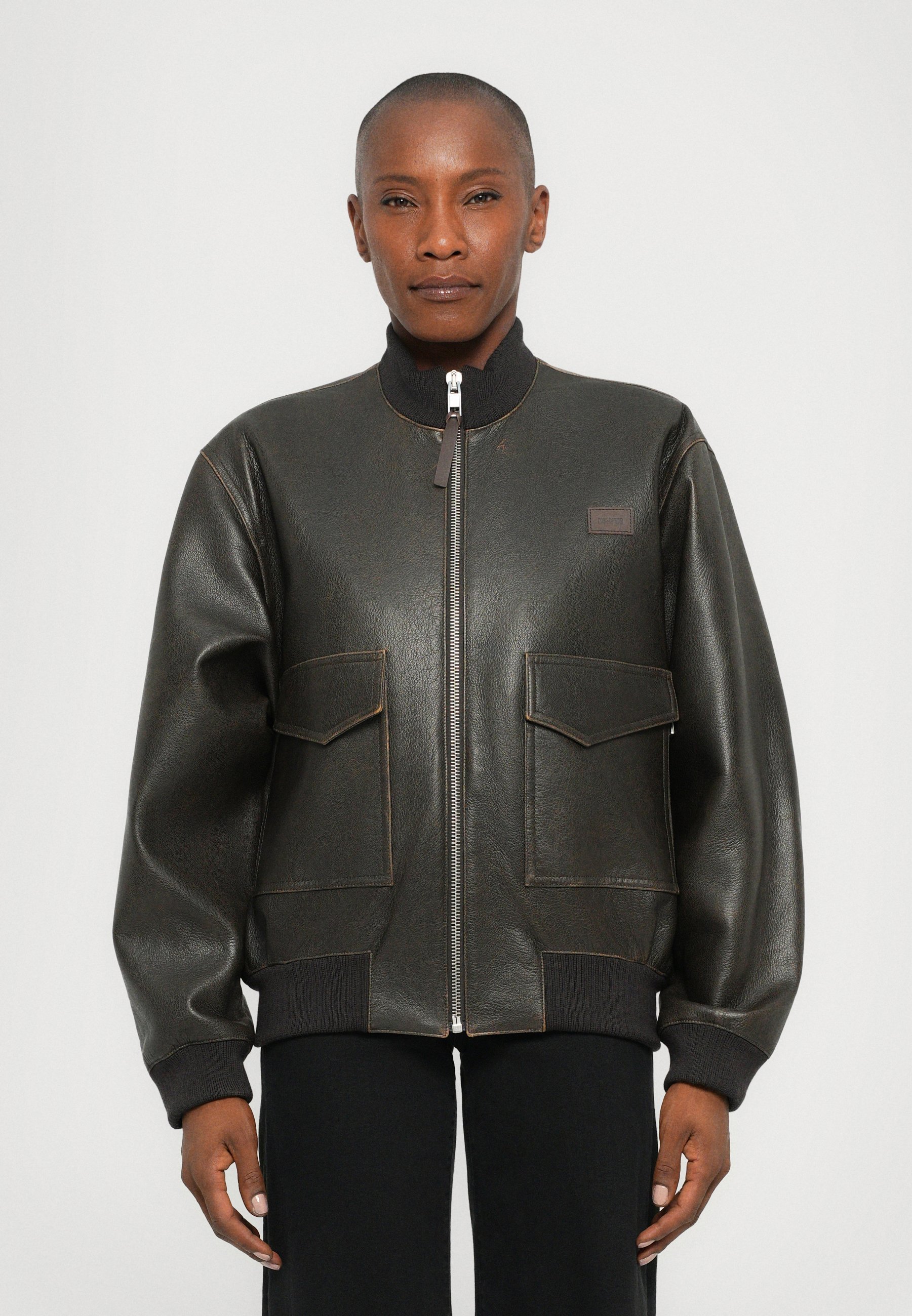 Veste en cuir MOSCHINO - marron