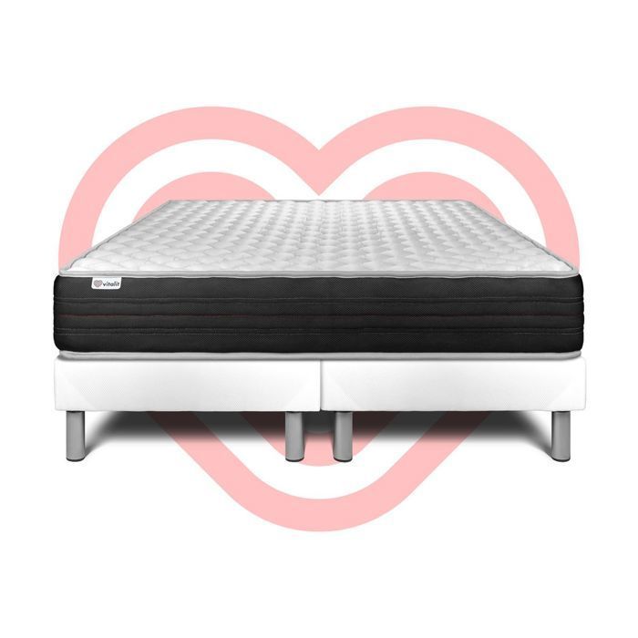 Ensemble Matelas Sommier 200x200 cm - 2 Sommiers Blanc - Vitalmemo One Blanc