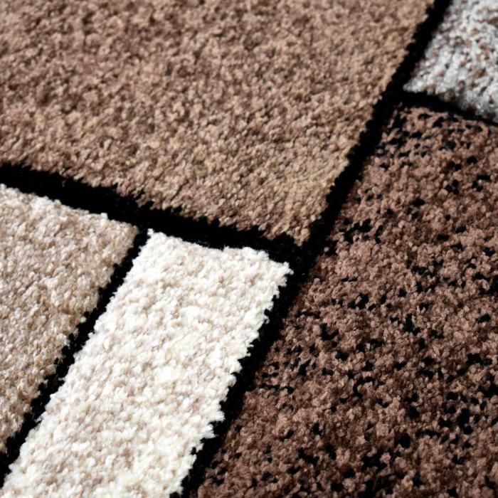 tapis entrée 60x110 tissé beige rectangle motif géométrique LYN8 GEOME