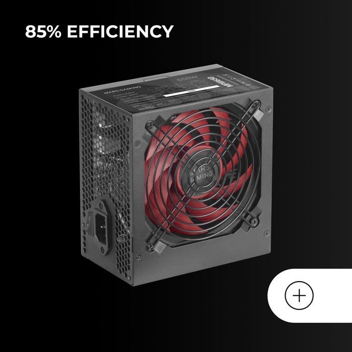 Mars Gaming MPIII650, 650W ATX PC Power Supply, 5-Year Warranty, AI-RPM Silent Technology, 85% Efficiency, Black
