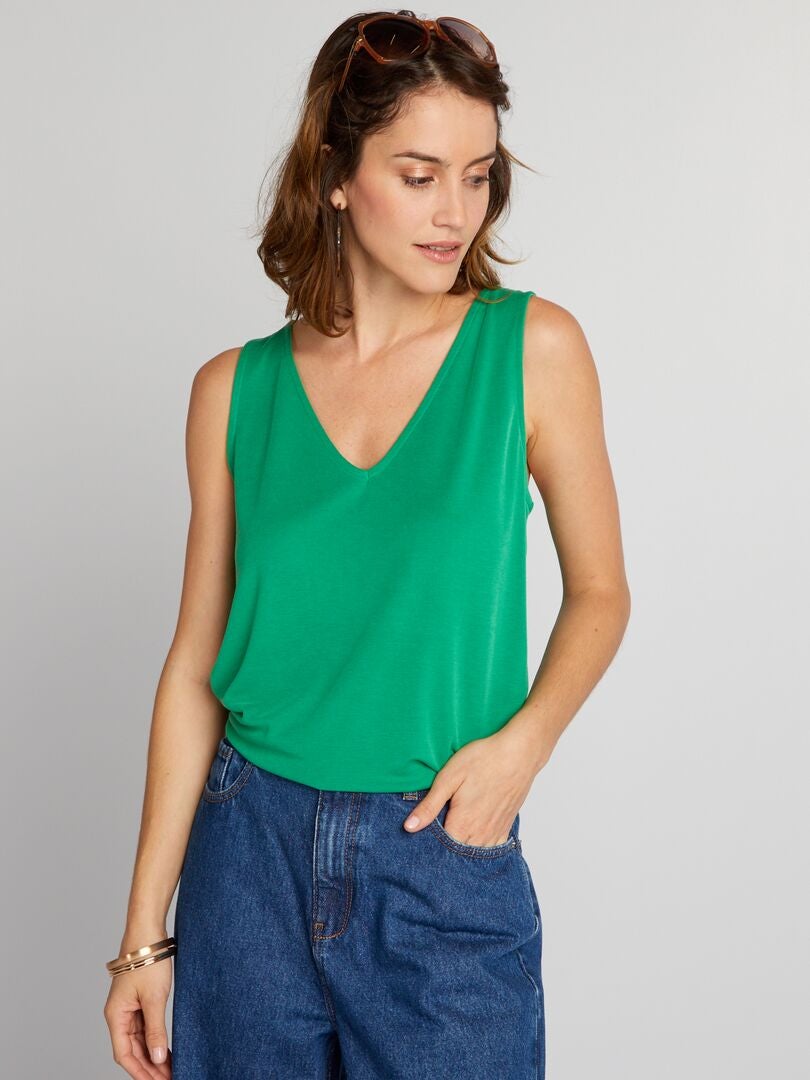 Regata com decote em V - VERDE