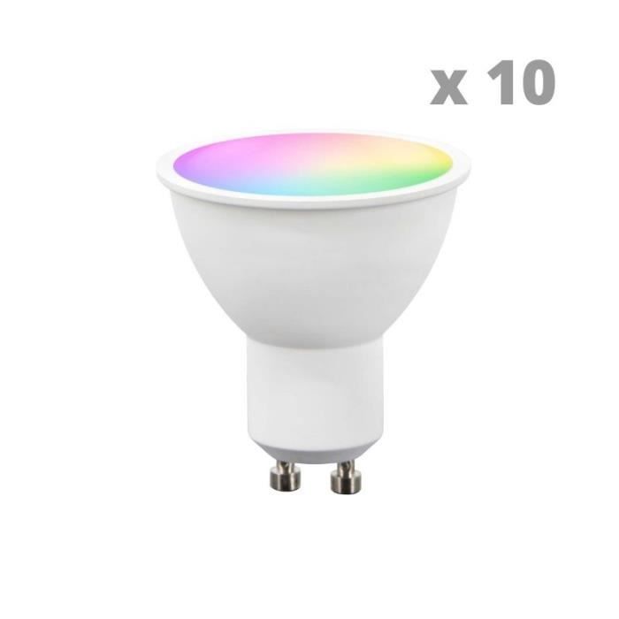 Ampoule LED Connectée Wifi GU10 5.5W RGBW (Pack de 10) - SILUMEN - Blanc