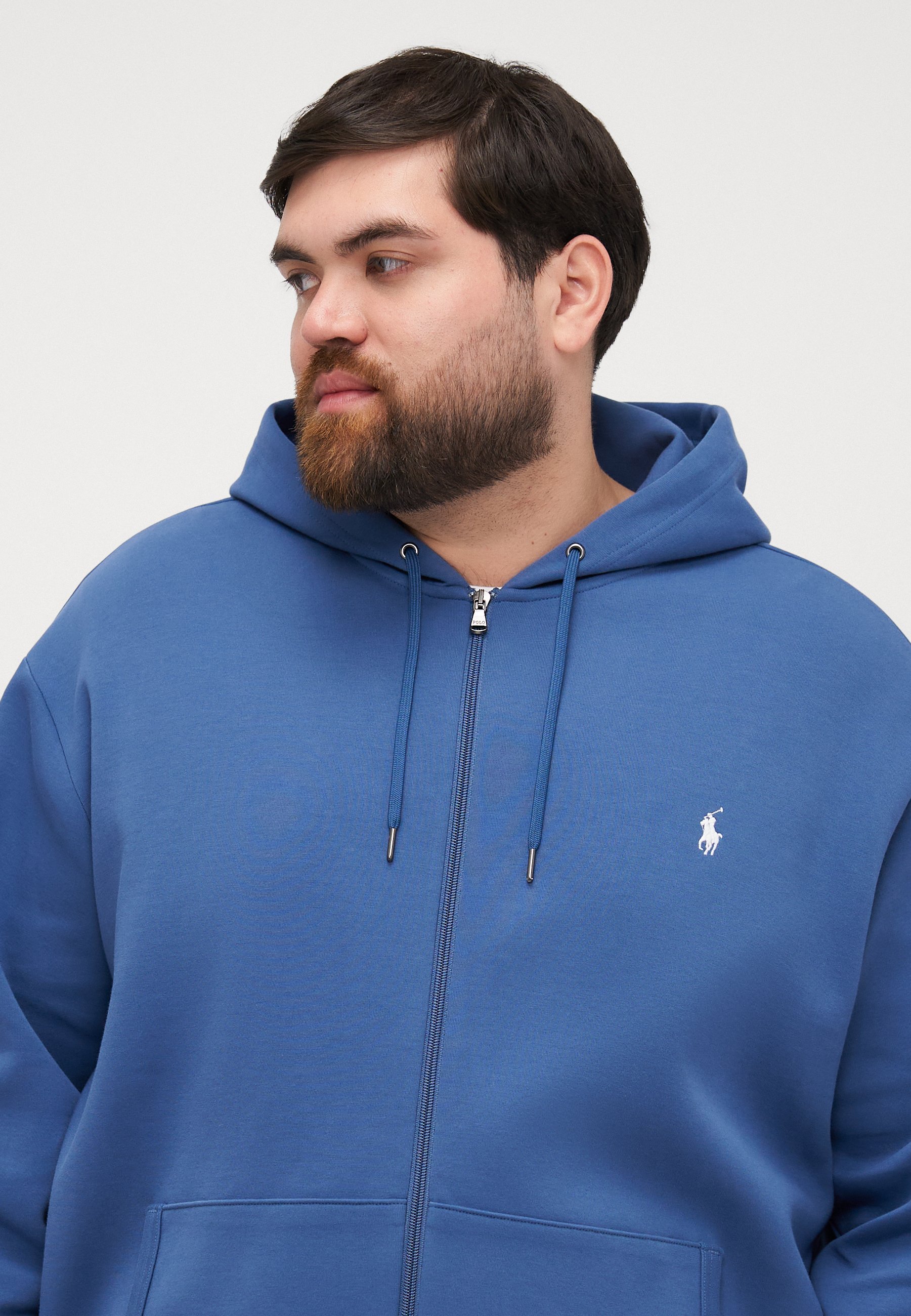 Felpa con cappuccio e zip intera Polo Ralph Lauren Big & Tall in doppia maglia - blu terra