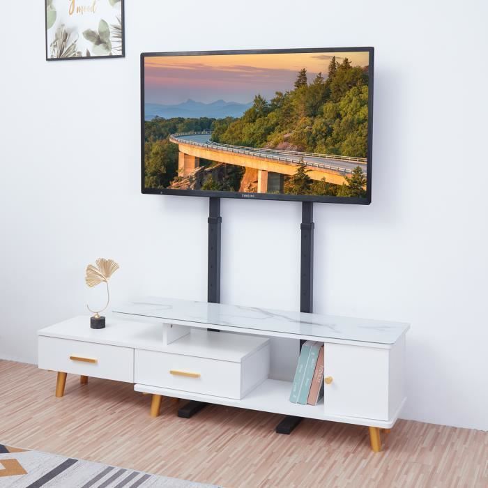 Meuble TV Pied pour LED LCD Ecrans de 32-65 Pouces Fixation VESA 600x400 pour Samsung Sony LG Charge 40kg