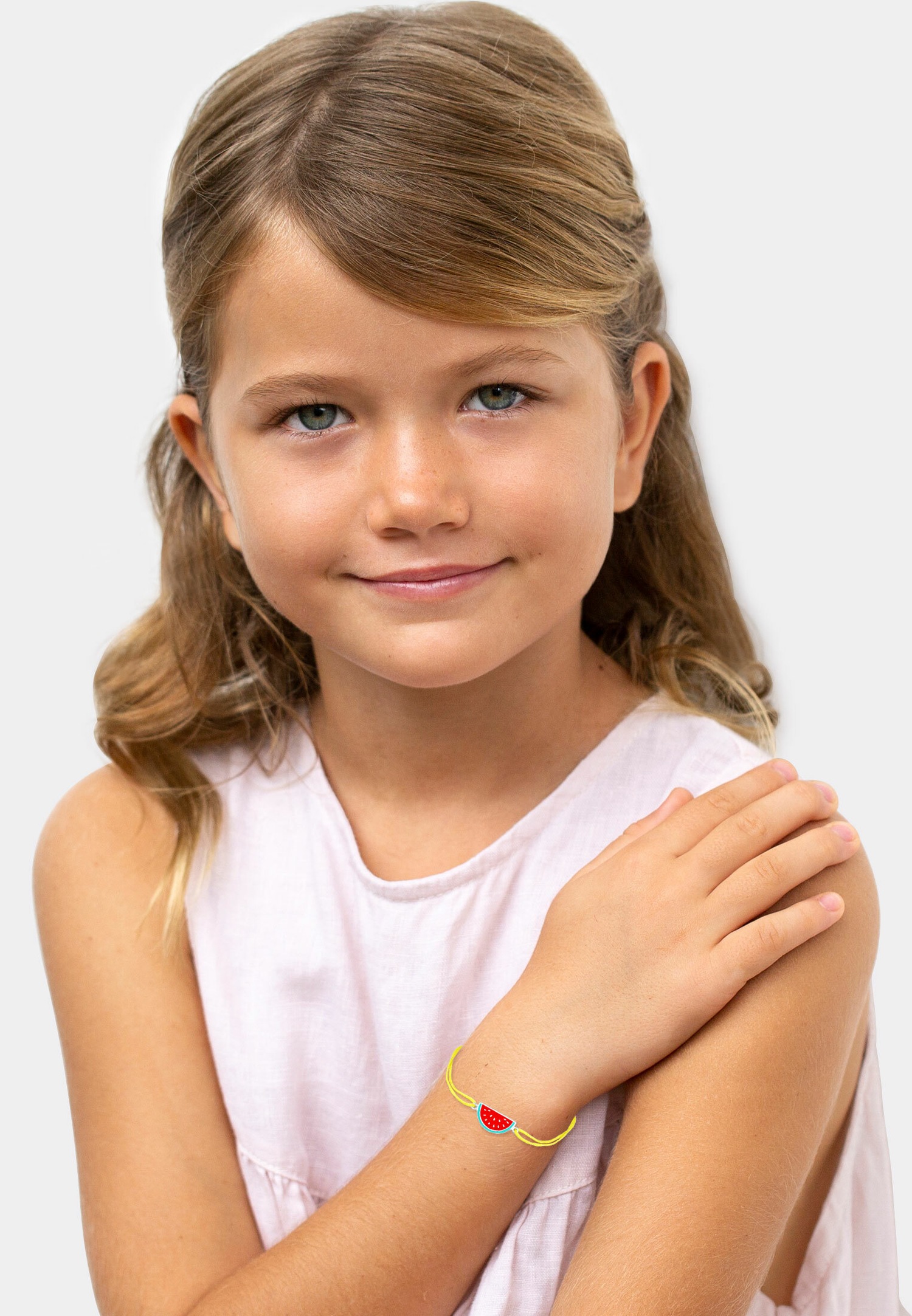 Elli Enfants Melon coloré Nylon rose ajustable en argent sterling 925 plaqué or