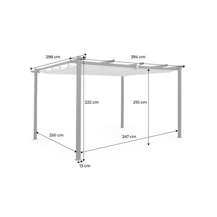 Pérgola de alumínio - Isla 3x4m - Lona bege - Gazebo ideal para o seu pátio. Teto retrátil. Lona deslizante. Estrutura.