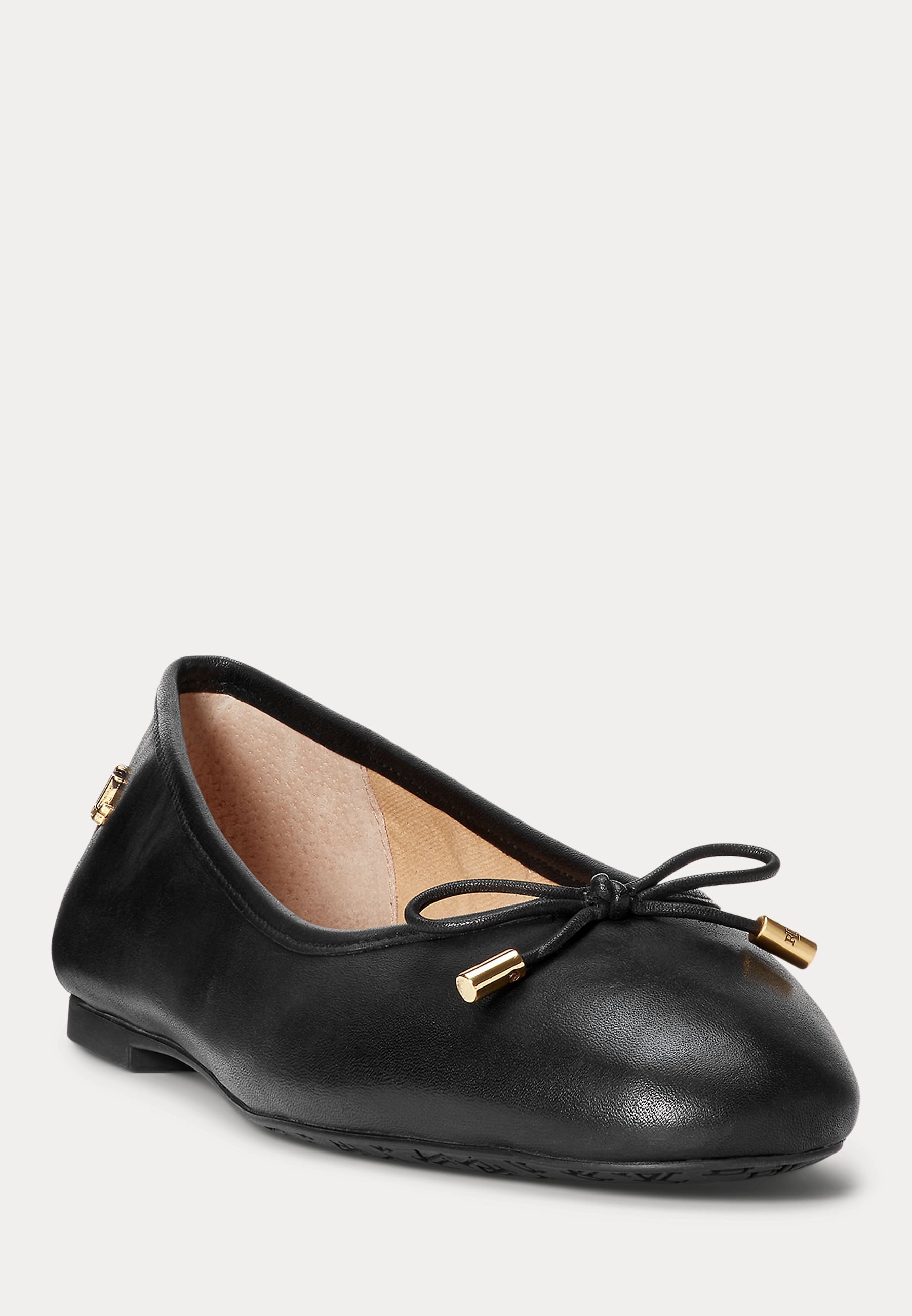 Ballerines plates en cuir Lauren Ralph Lauren JAYNA - noires