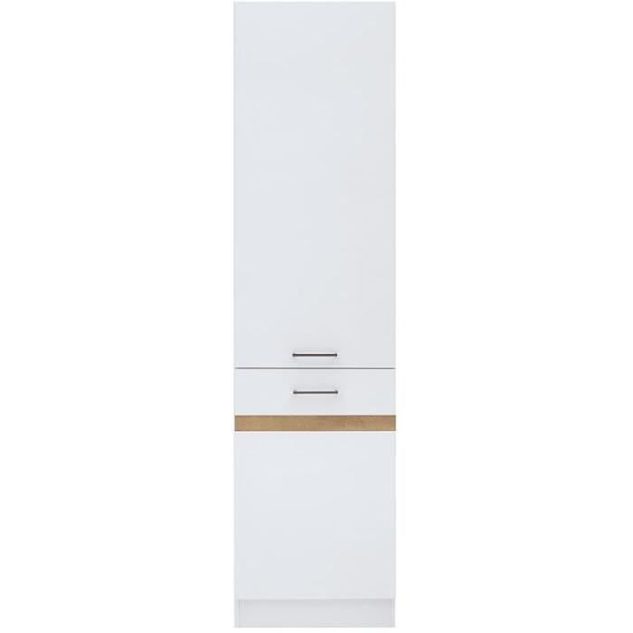 JUNONA Keukenkolom met 2 rechtsdraaiende deuren - B 50 x H 196 x D 46 cm - Glanzend wit