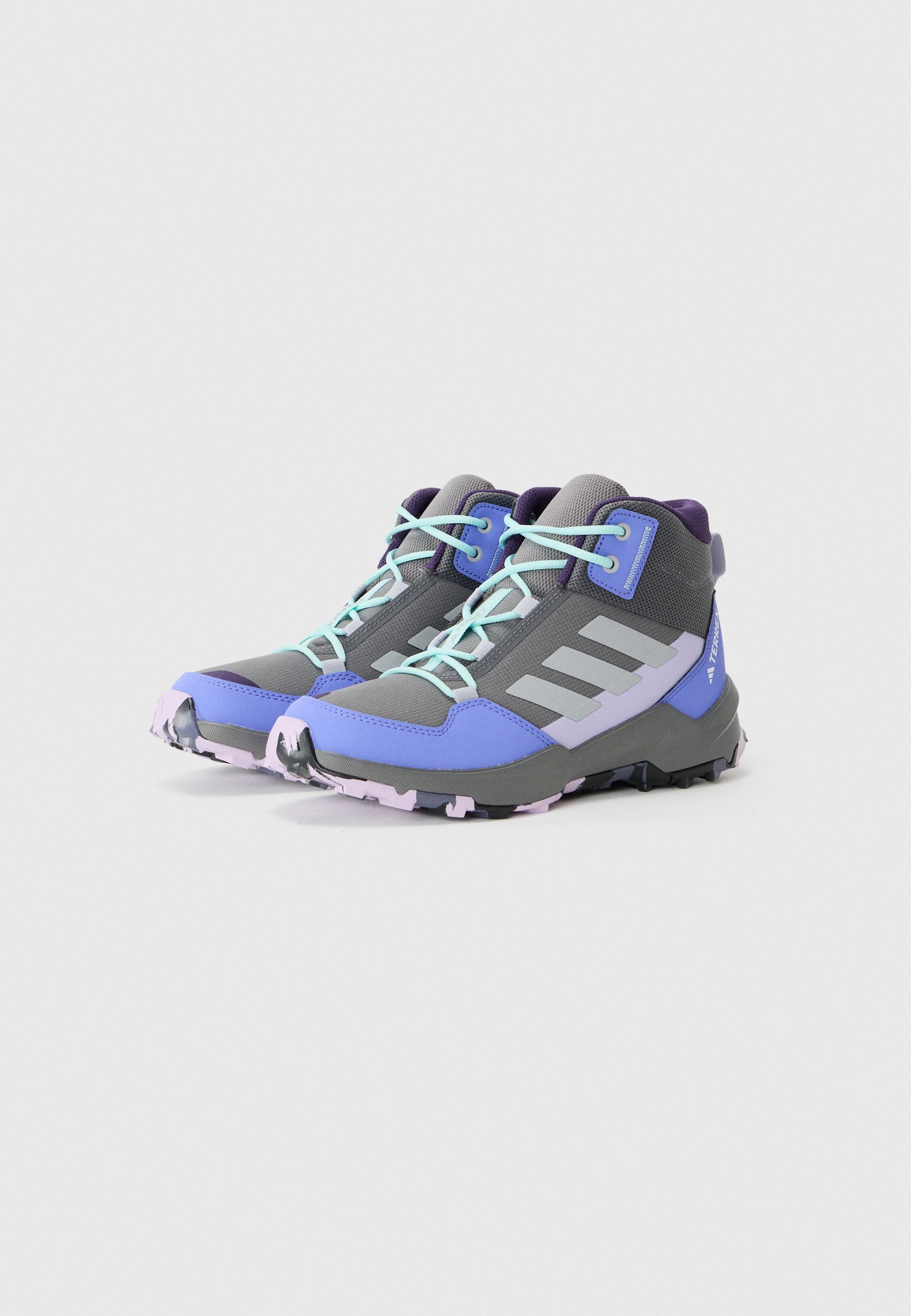 Adidas Terrex AX4R MID UNISEXE - Chaussures de randonnée - gris anthracite/argent mat/bleu turquoise semi-brillant