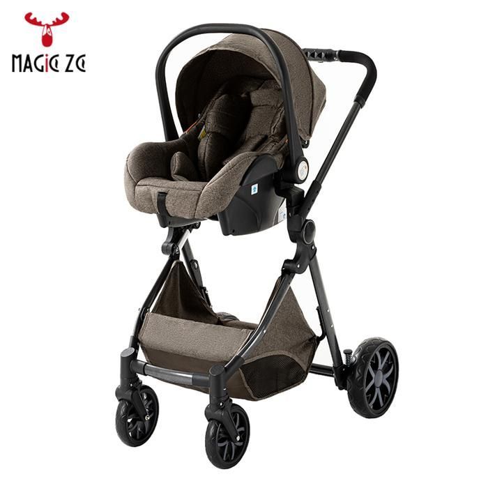 Cochecito Magic ZC 3 en 1: Cochecito triple, cochecito con plegado automático, freno de una pierna, plegado con un solo clic y bolso de mano.
