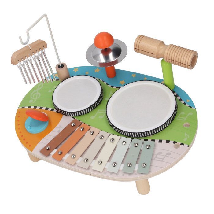 Batería infantil, divertido instrumento musical multifuncional para niños, campanillas de viento, juguete