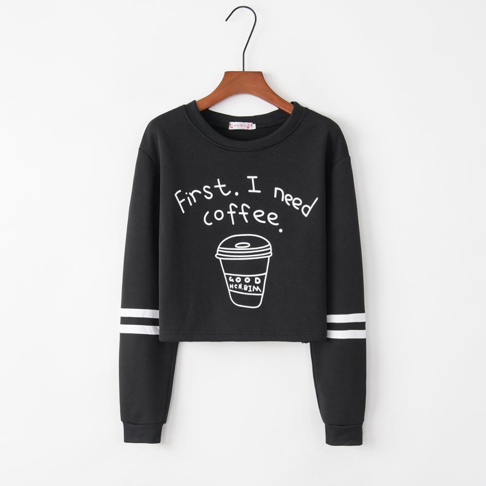 Pulls femme automne/hiver 2020, style européen/américain, imprimé lettres et motif tasse de café, col rond, manches longues.