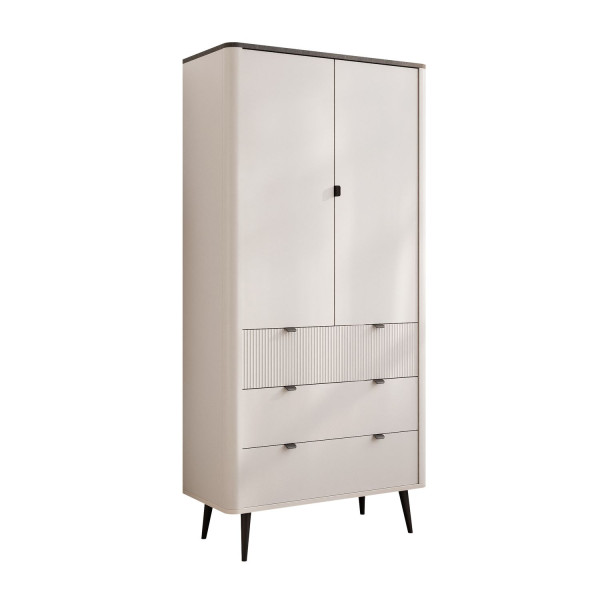 Szafa dwudrzwiowa z szufladami NAVANI 90 cm kaszmir/szary kamień