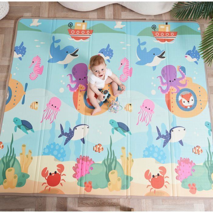 Omkeerbare en waterdichte opvouwbare speelmat - 180x150x1cm | Schuimrubberen speelmat voor kinderen - ZEE | SUPERBE BABE