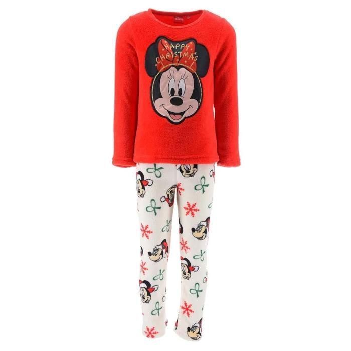 Conjunto de pijama de invierno de felpa cálida para niñas de Minnie Mouse de Disney 