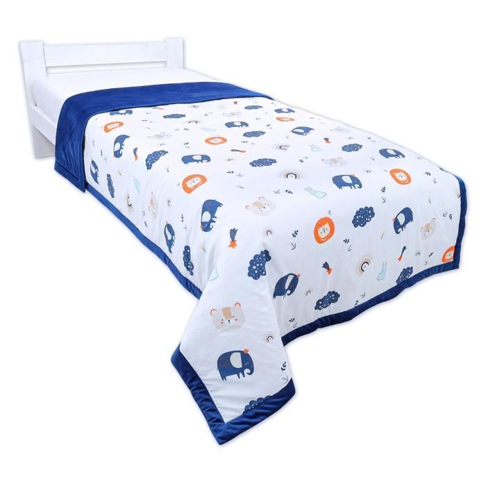 Velvet Bedspread/Throw - TOTSY BABY - Animals - 140x220 cm - Cotton - Children's Blanket for Single Bed
