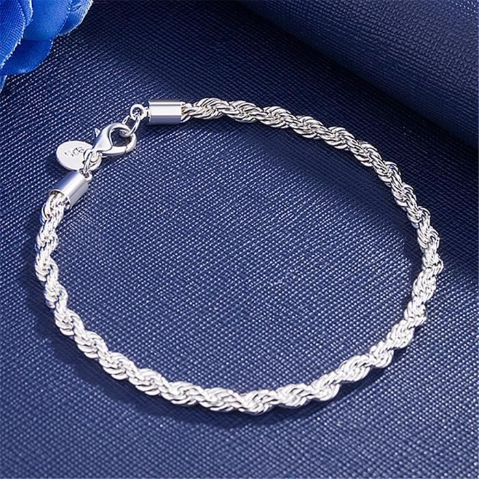 Damenarmband – Legierung – gedrehtes Band – 20 cm – Silber – Geburtstagsgeschenk
