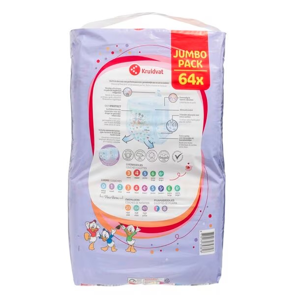 Kruidvat 4. izmēra maksi autiņbiksīšu biksīšu Jumbo iepakojums<br>4. izmērs (8–15 kg), 64 gabali
