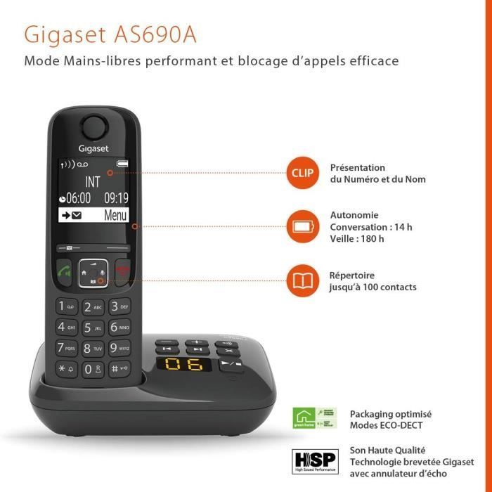 Teléfono con cable GIGASET AS690 A Quattro negro