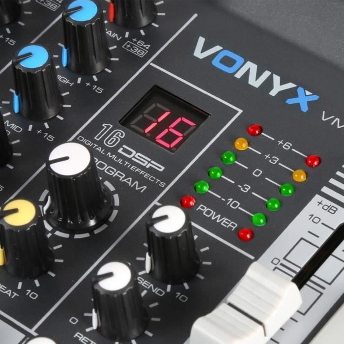 Vonyx VMM-K602 table de mixage - 6 canaux, technologie sans fil Bluetooth, USB, égaliseur, idéal pour des applications chants et DJ