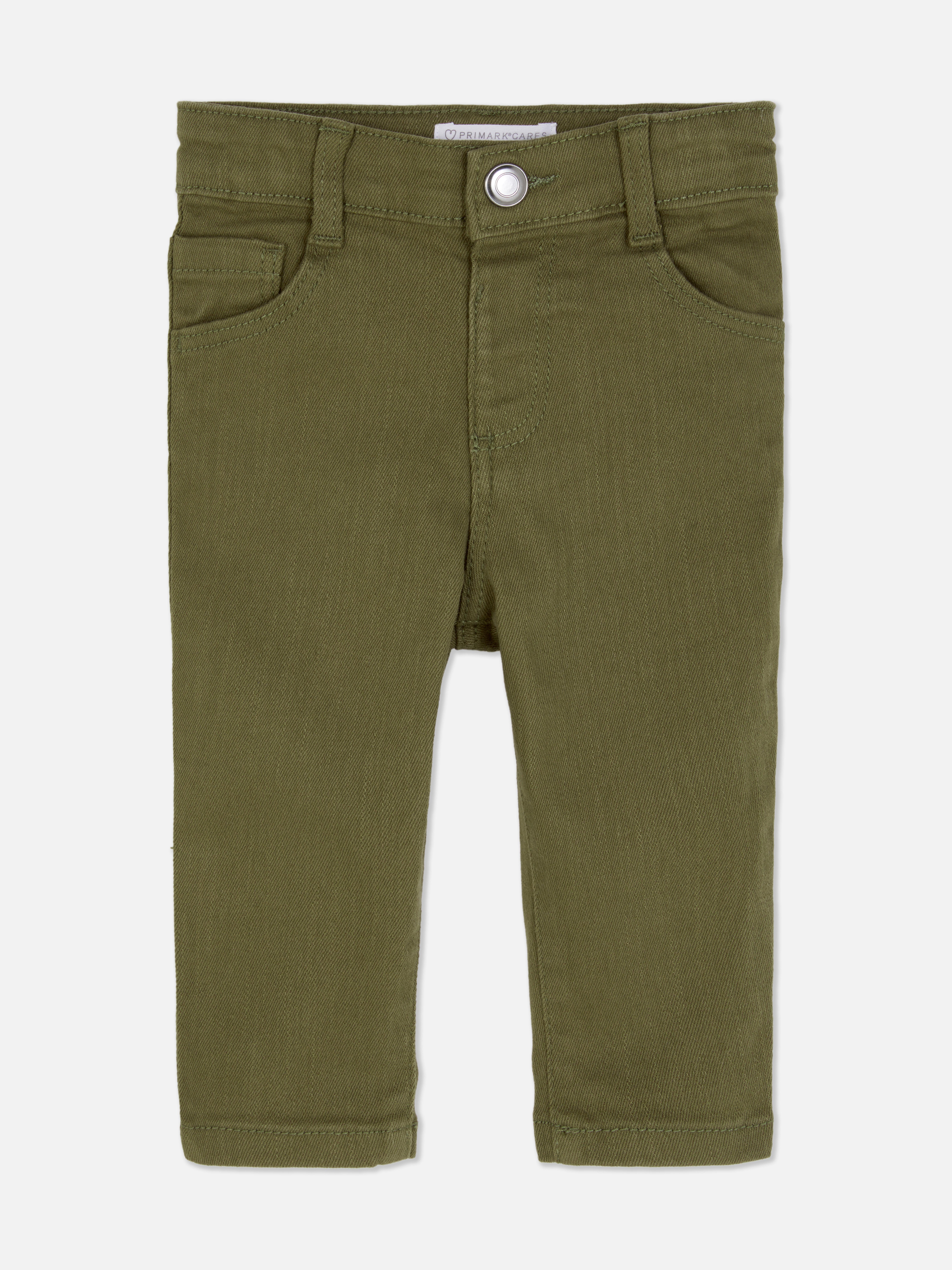 Pantaloni drepți din bumbac twill Pantaloni clasici din bumbac twill cu picioare drepte și buzunare