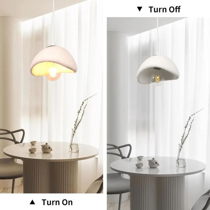 Lámpara colgante moderna y creativa WOTTES, color blanco, diseño vintage de metal, bombilla E27, 1 unidad, Ø20cm, para salón y comedor.