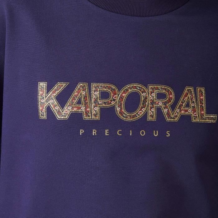 Sudadera de mujer KAPORAL - LISET - Morada - Manga larga - Estampado floral y brillante