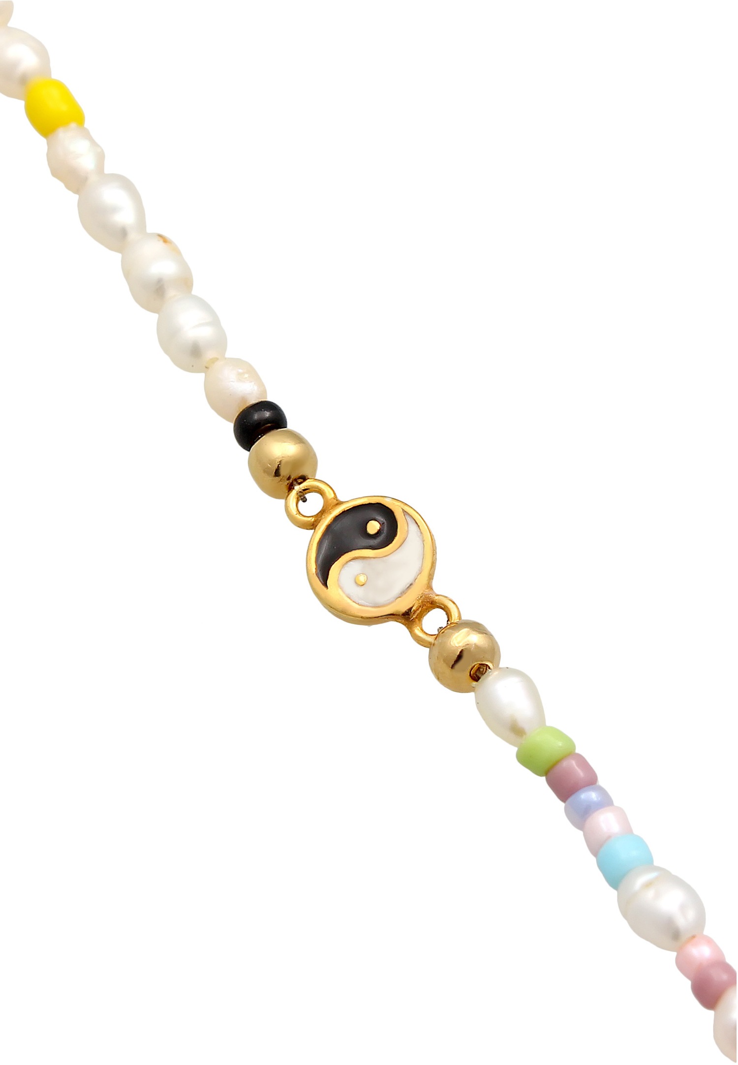 Elli PREMIUM de cheville pour Femmes Yin & Yang Cœur avec Smiling face avec Perles de Culture d'Eau Douce en argent sterling 925 plaqué or