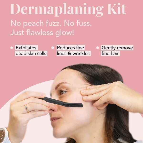 Sada na pleťovou péči FFS Beauty Dermaplaning + stojan (perlově černá)