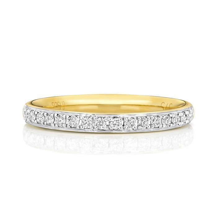 Alliance, EDS JEWELS, Women's, 375/1000 Gold, 0.18 Carat Brilliant Cut Diamond GH - SI3-I1, Semi-Pavé Setting, 2.2mm Half Comfort Band, 31111