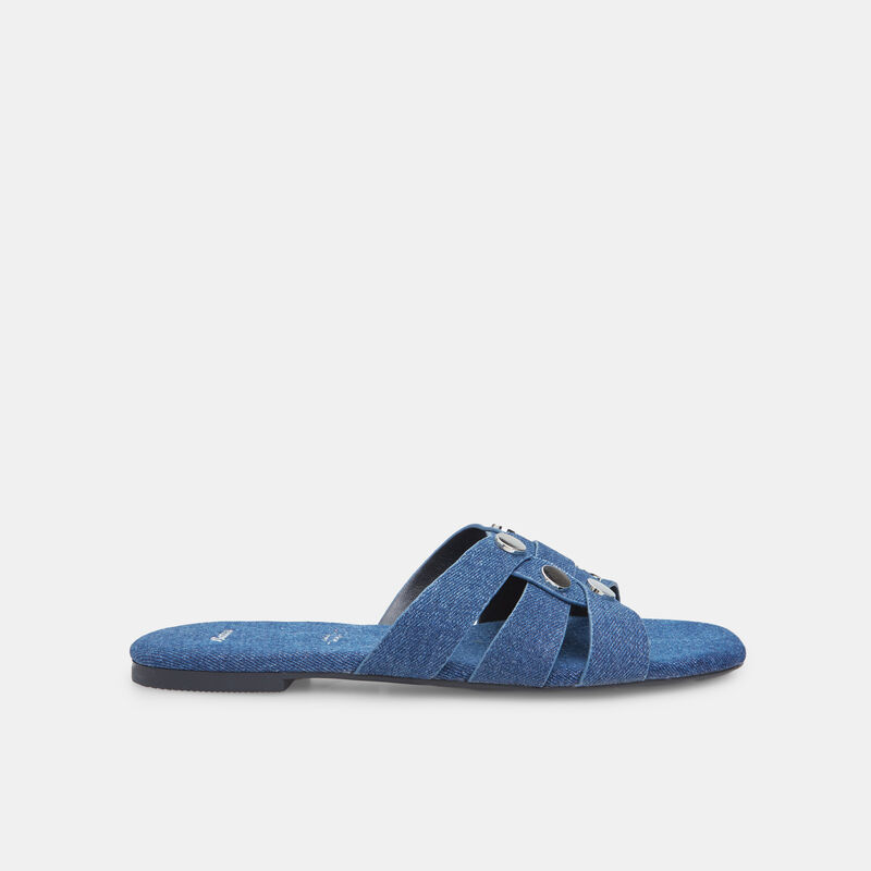Platta mules i denim för kvinnor