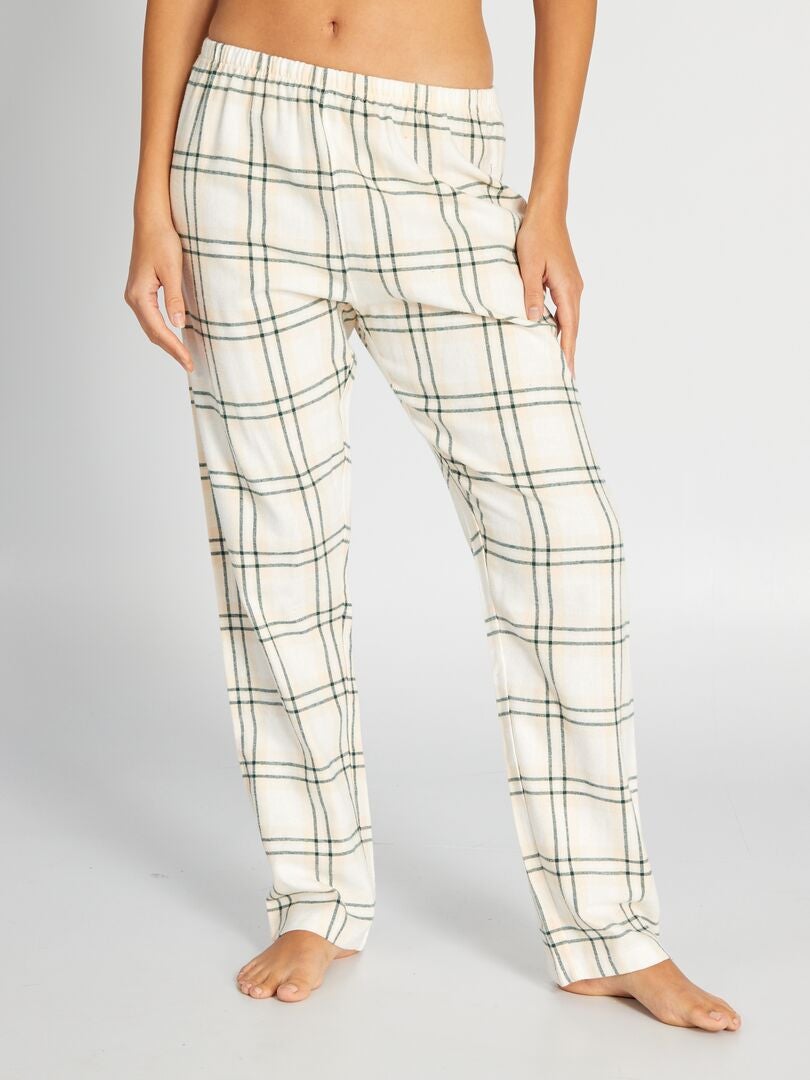 Pijama largo tipo camiseta + pantalón de franela - 2 piezas - VERDE