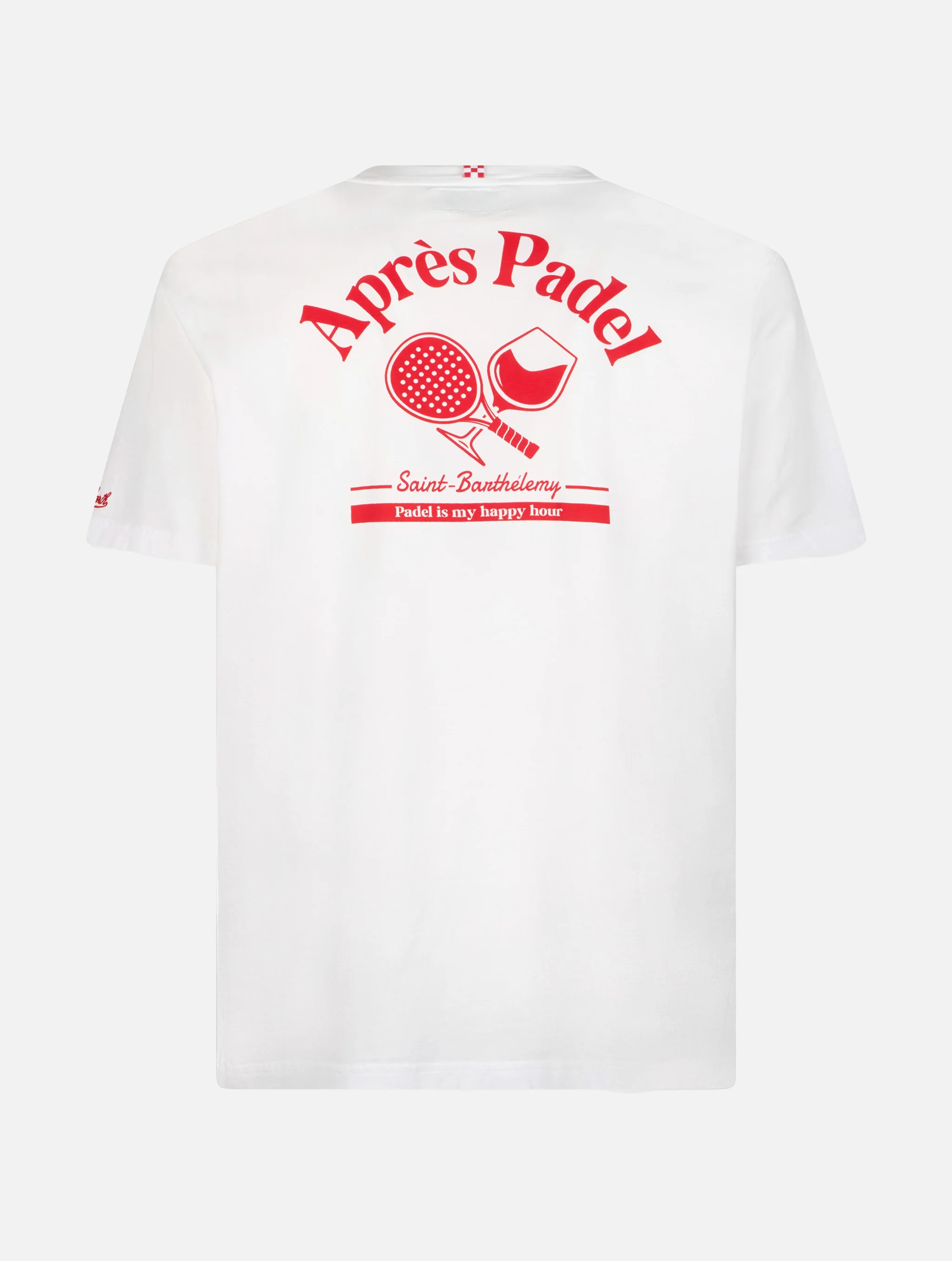 Heren katoenen T-shirt | Aprés Padel print | 100% katoenjersey | Ronde hals & korte mouwen | Normale pasvorm | Geborduurd logo | MC2 Saint Barth