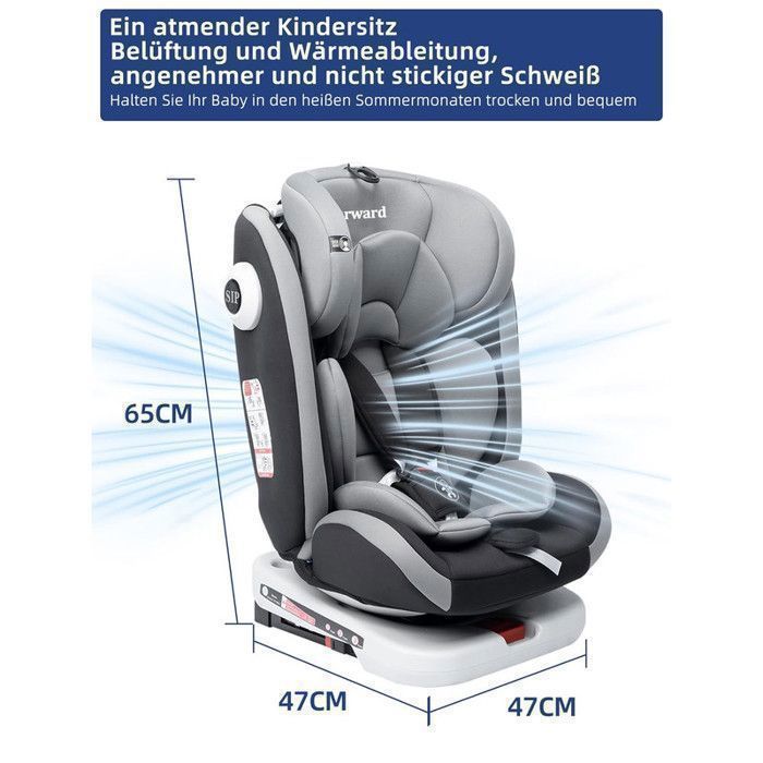 Siège auto bébé/enfant pivotant à 360° avec ISOFIX FOURWARD Évolutif de la naissance à 12 ans - Groupe 0+/1/2/3 - harnais 5 points