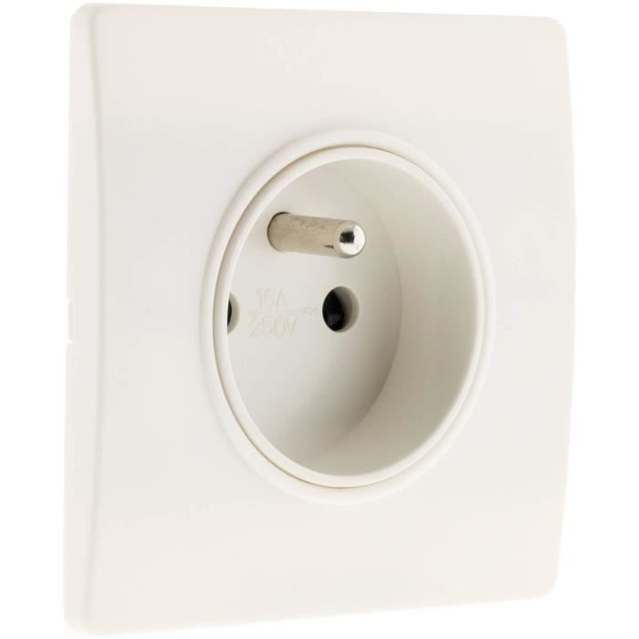 2P+E 16A stopcontact met automatische terminal en Diwone White montageclips
