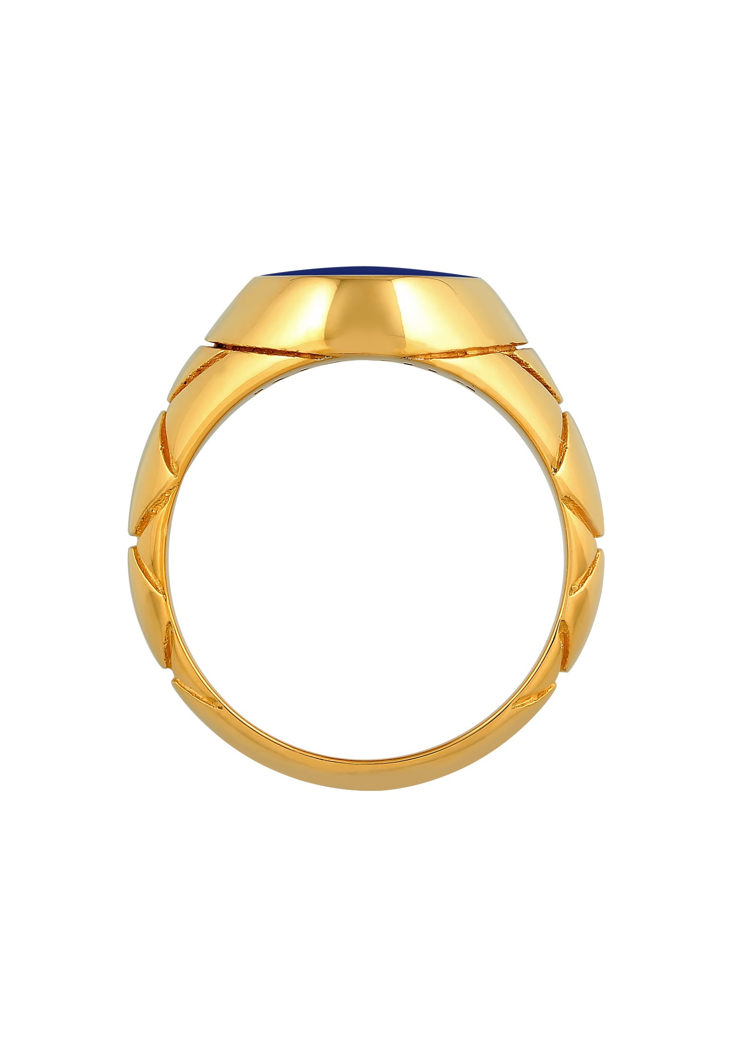 KUZZOI Chevalière de base pour homme - Bleu ovale avec émail en argent sterling 925 plaqué or